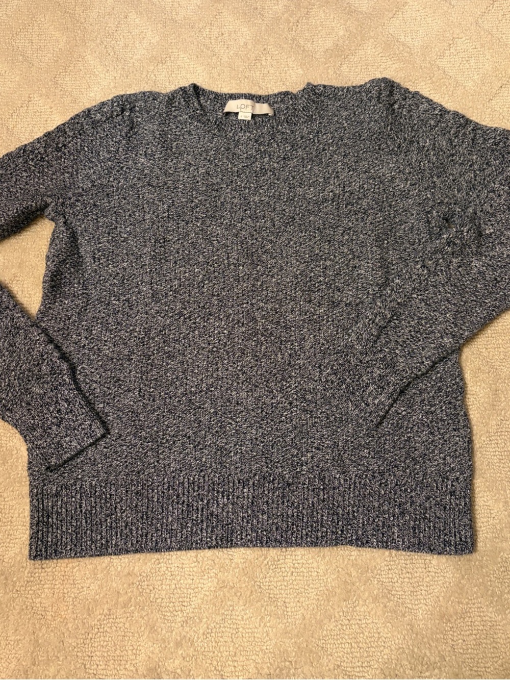 LOFT Navy Marled Crewneck Sweater